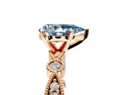Solitaire Engagement Ring Setting for Fancy Blue Pear-Shaped Center with Milgrain Bezel Accents and Prong Head in Rose Gold