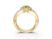 Halo Engagement Ring Setting for Fancy Yellow Round Cut Center with Wide-Open Pave Split Shank and Prong Head in Yellow Gold