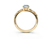 Cluster Engagement Ring Setting for Fancy Blue Pear-Shaped Center with Round Cut Accent Band and Prong Head in Yellow Gold