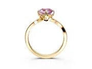 Solitaire Engagement Ring Setting for Fancy Pink Cushion Cut Center with Plain Split Shank and Prong Head in Yellow Gold