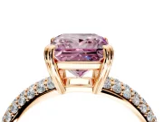 Solitaire Engagement Ring Setting for Fancy Pink Princess Cut Center with Multi-Row Pave Accents and Basket Head in Rose Gold