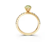 Open Basket Engagement Ring Setting for Fancy Yellow Marquise Center with Pave Band and Prong Head in Yellow Gold