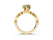 Solitaire Engagement Ring Setting for Fancy Yellow Heart-Shaped Center with Milgrain Bezel Accents and Prong Head in Yellow Gold