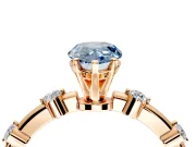 Solitaire Engagement Ring Setting for Fancy Blue Pear-Shaped Center with Bezel Station Band and Prong Head in Rose Gold