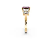 Floral Engagement Ring Setting for Fancy Pink Emerald Cut Center with Marquise Cluster Shoulders and Prong Head in Yellow Gold
