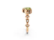 Milgrain Bezel Engagement Ring Setting for Fancy Yellow Heart-Shaped Center with Marquise Stations and Bezel Head in Rose Gold