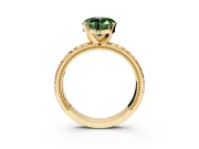 Solitaire Engagement Ring Setting for Fancy Green Heart-Shaped Center with Milgrain X Pattern Band and Prong Head in Yellow Gold