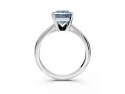 Solitaire Engagement Ring Setting for Fancy Blue Princess Cut Center with Knife Ridge Band and Claw Prong Head in White Gold