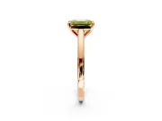 Solitaire Engagement Ring Setting for Fancy Yellow Emerald Cut Center with Flat-Sided Plain Band and Prong Head in Rose Gold