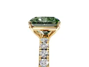 Solitaire Engagement Ring Setting for Fancy Green Radiant Cut Center with Large Accent Band and Prong Head in Yellow Gold