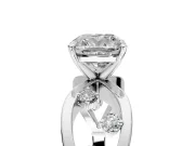 Solitaire Engagement Ring Setting for Cushion Cut Center with Criss-Cross Accent Band and Prong Head in Sterling Silver