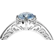 Floral Engagement Ring Setting for Fancy Blue Pear-Shaped Center with Four Accent Clusters and Prong Head in Platinum
