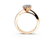 Solitaire Engagement Ring Setting for Heart-Shaped Center with Basket Rail and Prong Head in Rose Gold