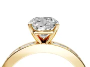 Solitaire Engagement Ring Setting for Cushion Cut Center with Channel Baguette Band and Prong Head in Yellow Gold