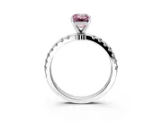 Open Basket Engagement Ring Setting for Fancy Pink Emerald Cut Center with Pave Band and Prong Head in Platinum