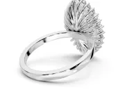 Halo Engagement Ring Setting for Marquise Center with Milgrain Bezel Rim, Plain Band and Prong Head in Sterling Silver