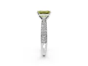 Solitaire Engagement Ring Setting for Fancy Yellow Emerald Cut Center with Multi-Row Accents and Prong Head in White Gold
