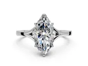 Solitaire Engagement Ring Setting for Marquise Center with Plain Split Shank and Prong Head in Platinum
