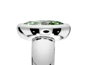 Solitaire Engagement Ring Setting for Fancy Green Marquise Center with Wide Band and Bezel Head in Platinum
