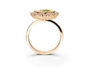Halo Engagement Ring Setting for Fancy Yellow Heart-Shaped Center with Milgrain Bezel Rim, Plain Band and Prong Head in Rose Gold