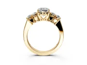 5 Stone Engagement Ring Setting for Cushion Cut Center with Equal Close-Set Accents and Prong Head in Yellow Gold