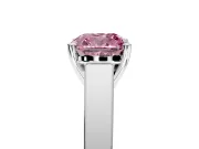 Solitaire Engagement Ring Setting for Fancy Pink Cushion Cut Center with Tapered Split Shoulders and Prong Head in Sterling Silver