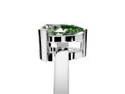 Solitaire Engagement Ring Setting for Fancy Green Pear-Shaped Center with Plain Band and Flat Tab Prong Head in Sterling Silver