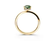Hidden Halo Engagement Ring Setting for Fancy Green Pear-Shaped Center with Plain Band and Tall Prong Head in Yellow Gold