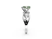 Solitaire Engagement Ring Setting for Fancy Green Pear-Shaped Center with Criss-Cross Accent Band and Prong Head in White Gold
