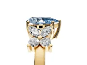 Floral Engagement Ring Setting for Fancy Blue Pear-Shaped Center with Marquise Cluster Shoulders and Prong Head in Yellow Gold