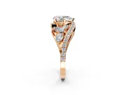 Halo Engagement Ring Setting for Pear-Shaped Center with Marquise and Pave Bypass Band and Prong Head in Rose Gold