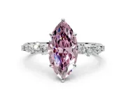 Cluster Engagement Ring Setting for Fancy Pink Marquise Center with Round Cut Accent Band and Prong Head in Platinum