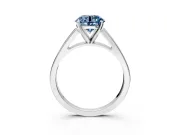 Solitaire Engagement Ring Setting for Fancy Blue Round Cut Center with Tapered Split Shoulders and Prong Head in Platinum