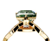 Solitaire Engagement Ring Setting for Fancy Green Princess Cut Center with Accented Twist Band and Leaf Prong Head in Yellow Gold