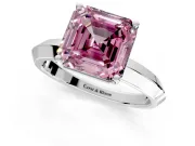 Solitaire Engagement Ring Setting for Fancy Pink Asscher Cut Center with Wide Knife Ridge Band and Prong Head in White Gold