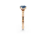Solitaire Engagement Ring Setting for Fancy Blue Round Cut Center with Bamboo Band and Prong Head in Rose Gold