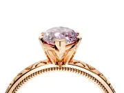 Solitaire Engagement Ring Setting for Fancy Pink Marquise Center with XO Engraved Band and Prong Head in Rose Gold