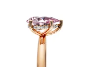 Hidden Halo Engagement Ring Setting for Fancy Pink Pear-Shaped Center with Thin Round-Wire Band and Prong Head in Rose Gold