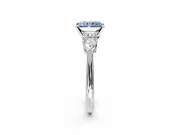 3 Stone Engagement Ring Setting for Fancy Blue Radiant Cut Center with Large Pear-Shaped Accents and Prong Head in Sterling Silver