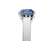 Solitaire Engagement Ring Setting for Fancy Blue Cushion Cut Center with Tapered Split Shoulders and Prong Head in Sterling Silver