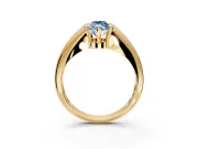 Tension Engagement Ring Setting for Fancy Blue Marquise Center with Wide Tapered Band and Tension Head in Yellow Gold