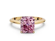 Solitaire Engagement Ring Setting for Fancy Pink Radiant Cut Center with Knife Ridge Band and Claw Prong Head in Yellow Gold