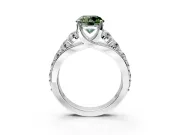 Solitaire Engagement Ring Setting for Fancy Green Round Cut Center with Graduated Shared Prongs and Prong Head in Platinum