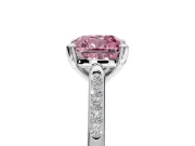 Solitaire Engagement Ring Setting for Fancy Pink Cushion Cut Center with Channel Accents and Prong Head in Platinum