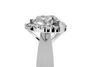 Halo Engagement Ring Setting for Heart-Shaped Center with Square Band and Prong Head in White Gold