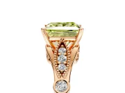 Solitaire Engagement Ring Setting for Fancy Yellow Princess Cut Center with Marquise and Bezel Accents and Prong Head in Rose Gold