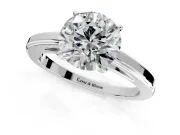 Solitaire Engagement Ring Setting for Round Cut Center with Flat-Sided Plain Band and Prong Head in Platinum