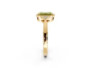 Cluster Engagement Ring Setting for Fancy Yellow Emerald Cut Center with Milgrain Shoulder Clusters and Prong Head in Yellow Gold