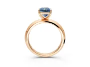 Solitaire Engagement Ring Setting for Fancy Blue Radiant Cut Center with Wide Knife Ridge Band and Prong Head in Rose Gold
