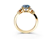 Floral Engagement Ring Setting for Fancy Blue Round Cut Center with Marquise Cluster Shoulders and Prong Head in Yellow Gold
